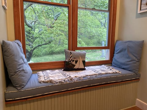 Window seat perfect for the afternoon cat nap 