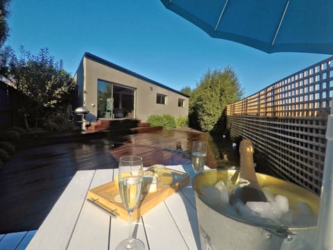 Champagne on the  back deck