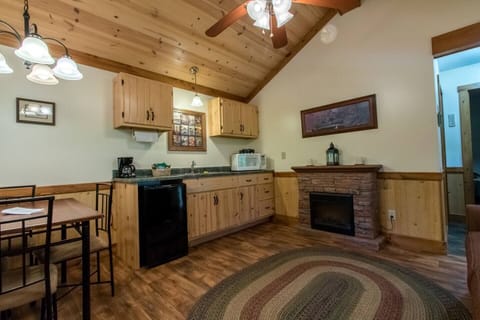 Kitchenette: Microwave, single-burner hot plate, 4-cup coffee pot, and small under-counter frig. Dishes, utensils, and cookware provided also.