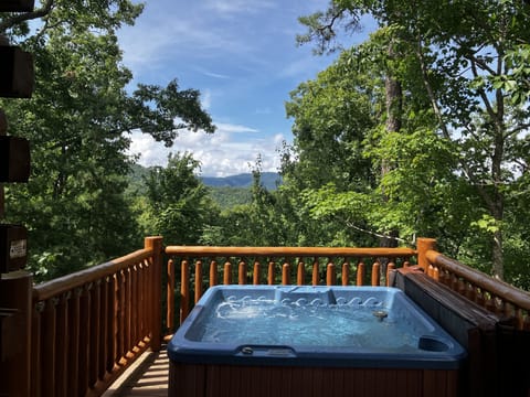 The view from the deck with the hot tub August 2022