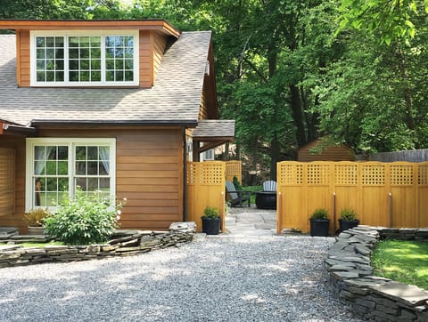 Enter Brook Cottage Too through a gate in the spacious private fenced patio area