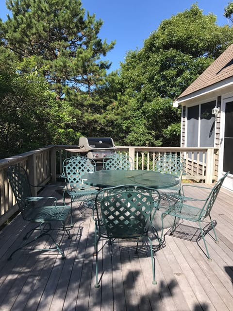 Deck with outdoor dining and Weber gas grill