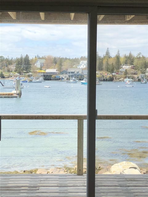 Looking west, village of Bernard. Spring day, buds unfolding.