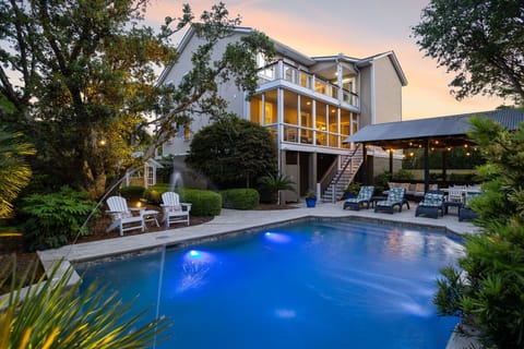 Large Private backyard with pool and cabana for entertaining