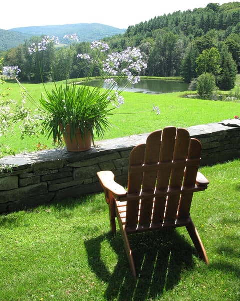 Have a glass of wine with the pond view