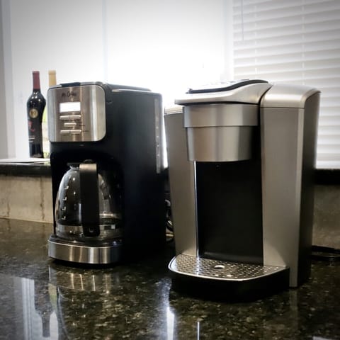 1 coffee pot and 1 keurig