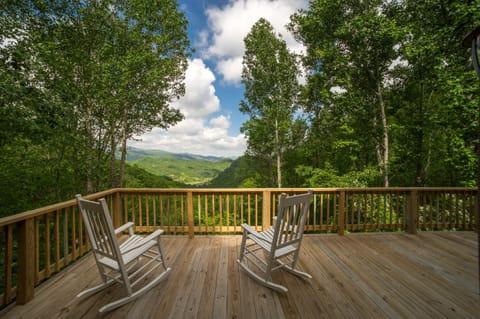 View from upper deck of valley and mountains 