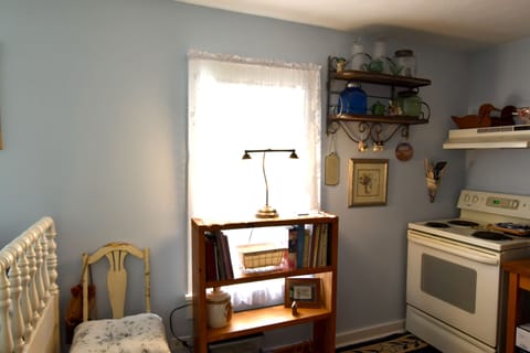 Stocked kitchen has a full size range