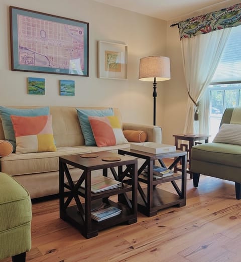 The Living Room has “soothing coastal colors and art!” Lauren S. Guest