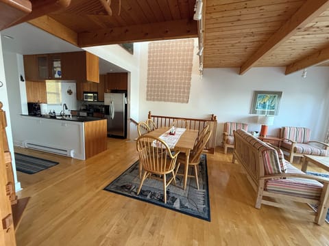 Midlevel kitchen, dining room, living room