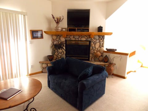 Love Seat converts to a single bed. Gas Fireplace.