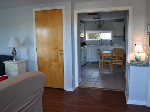 From the front entry - bedroom 1 to the right, living to the left. Kitchen ahead