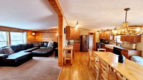 The floor plan is open and spacious!