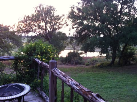 View off back porch of pond