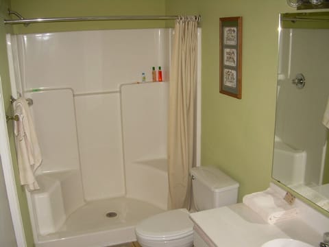 Master Bathroom with Shower and seats inside