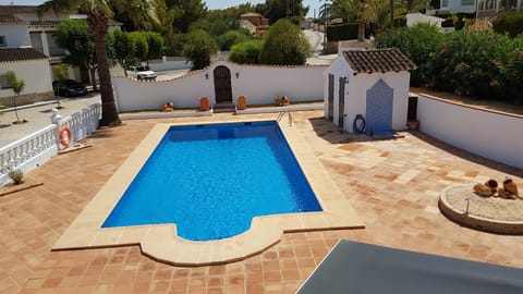 View of the pool from the roof terrace