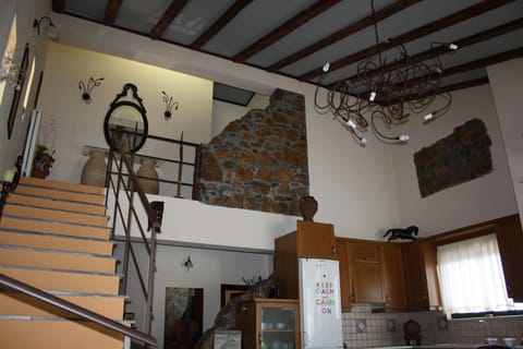 To the first floor.Villa has traditional decor