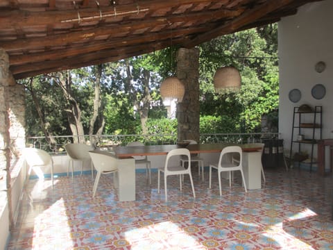 Patio with dining area