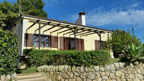 View of the house from the gate with the sea at my back.
