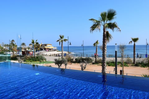 Beautiful infinity pool with island bar