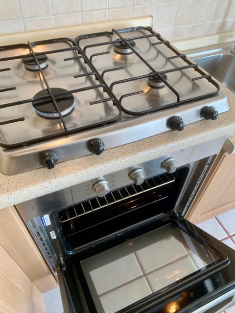 Il piano cottura a gas e il forno elettrico.