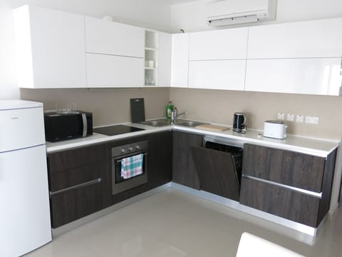 Spacious modern kitchen area with plenty of storage