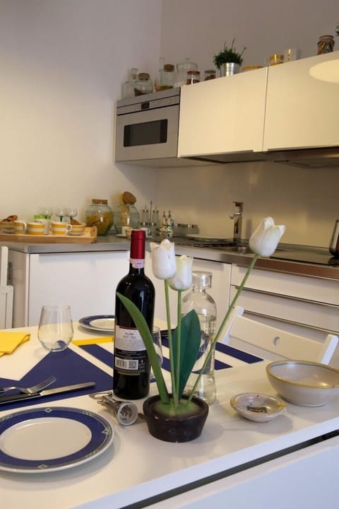 Expandable dining table. Fully fitted kitchen (induction hob). Patio Flat