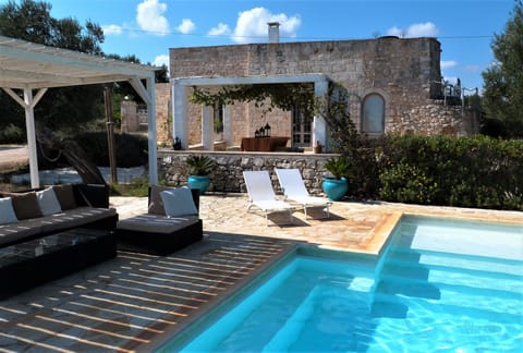 View from pool towards one of the dining areas