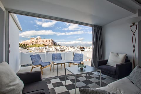 Living room with panoramic view of the Acropolis