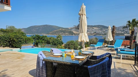 Outside dining with large umbrella
