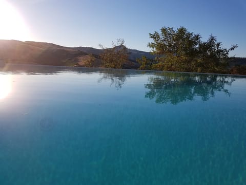 sunset on infinity pool