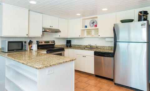 Kitchen View with granite countertops and stainless steel appliances
