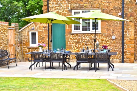 Patio with garden furniture.
