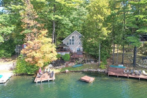 A dock that accommodates two boats.  This home offers a peaceful environment.
