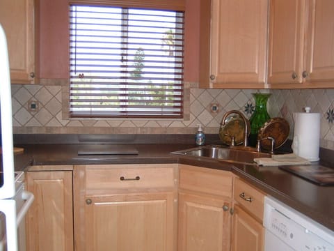 Yes, there is a dishwasher, icemaker, and garbage disposal. Fully equipped.