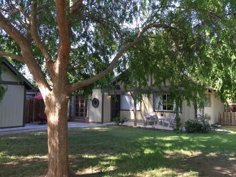 Private guest house entrance with off-street parking