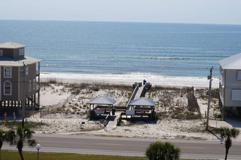 Our 2 gazebo's and boardwalk that lead down to our private beach.
