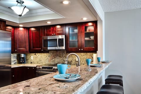 Enjoy your morning coffee while sitting at the counter.