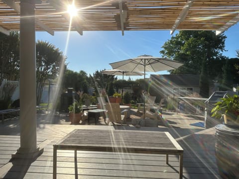 Peaceful mornings on the deck overlooking yard