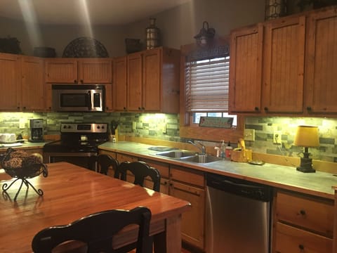 Spacious kitchen with stainless steel appliances