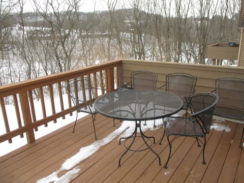 Main level exterior deck overlooking fairway, west facing view, 2 grills