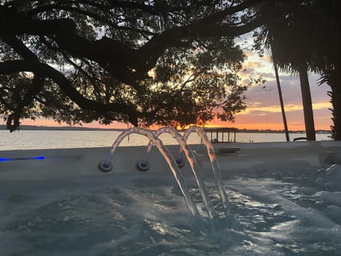 Sunset from the hot tub overlooking Lake Kerr :-)
