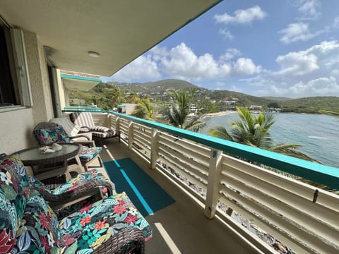 Patio overlooking Bolongo Bay 