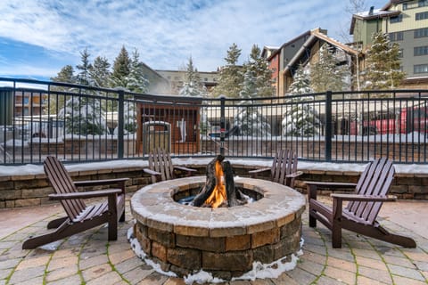 Outdoor Fireplace by the Hot Tubs