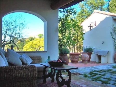 One of the outdoor lounge areas