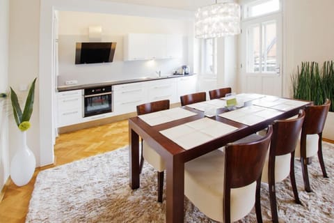 Dining room with fully equipped kitchen
