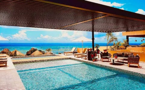 Outdoor pool, pool umbrellas