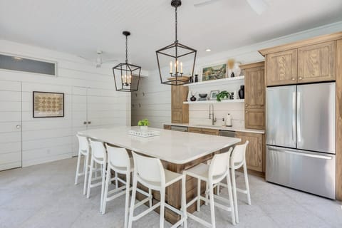 Island in Outdoor Kitchen seats eight