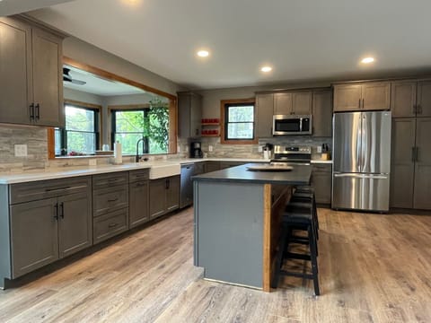 Kitchen with pass thru Window and Lake Views
