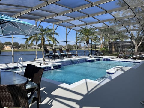 Fabulous large pool, with spa and kiddie pool  overlooks lake